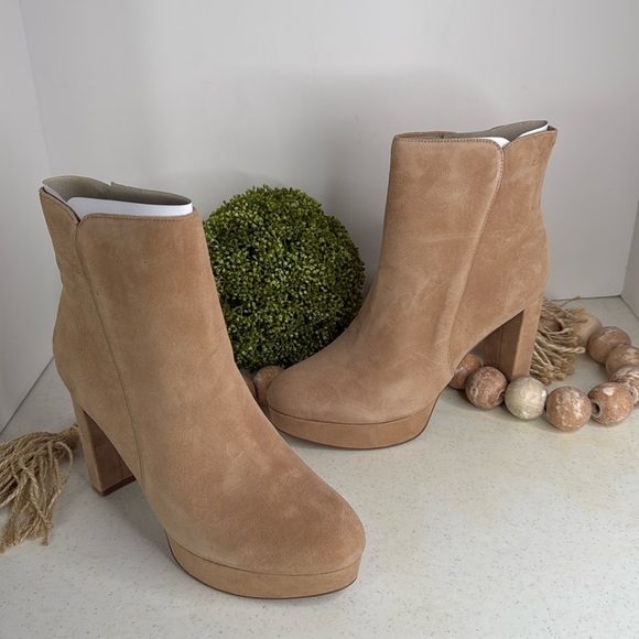 Naturalizer Womens Flavio Platform Dress Ankle Boot Tan Suede 9.5M - Picture 2 of 10